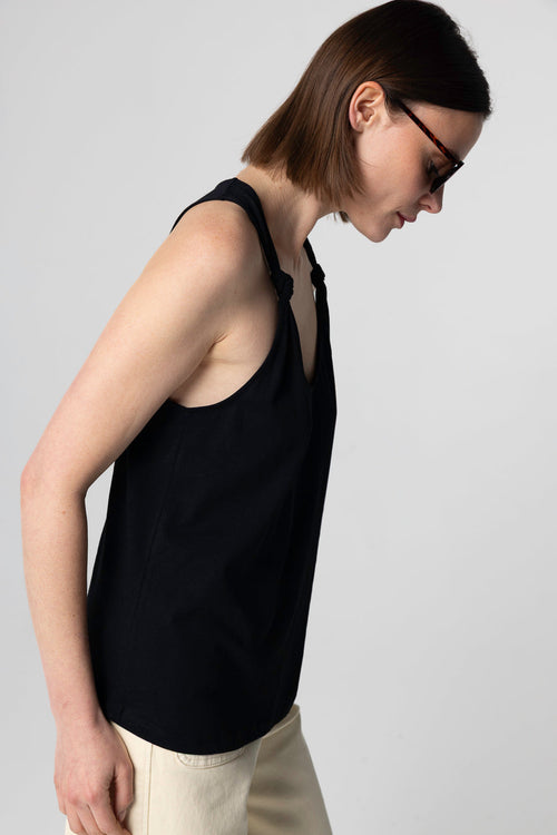 Black Round-Neck Supima Cotton Tank Top - MAJESTIC FILATURES