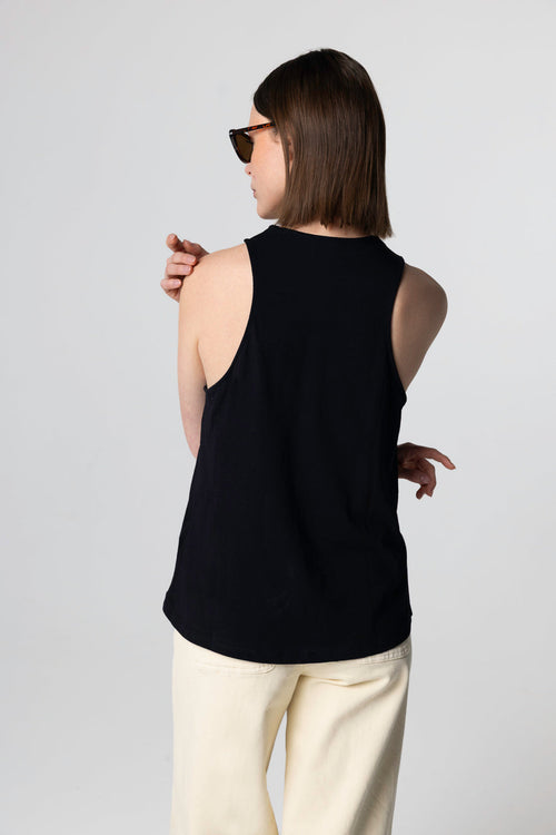 Black Round-Neck Supima Cotton Tank Top - MAJESTIC FILATURES