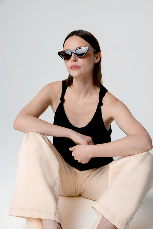 Black Round-Neck Supima Cotton Tank Top - MAJESTIC FILATURES