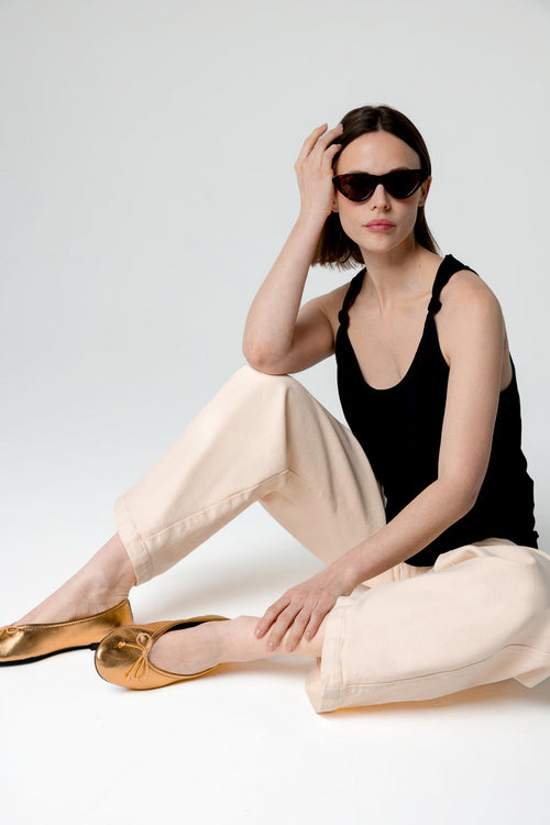 Black Round-Neck Supima Cotton Tank Top - MAJESTIC FILATURES