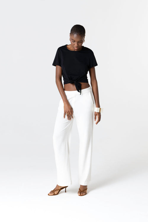 T-shirt Noir Col Rond Manches Courtes en Coton Supima - MAJESTIC FILATURES