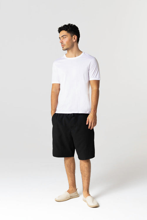 T-shirt Blanc Col Rond Manches Courtes en Coton Supima - MAJESTIC FILATURES