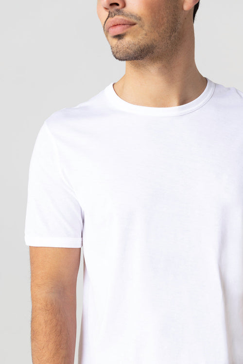 Camiseta blanca cuello redondo y manga corta de algodón Supima - MAJESTIC FILATURES