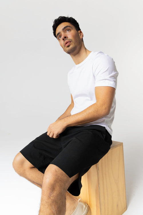 Camiseta blanca cuello redondo y manga corta de algodón Supima - MAJESTIC FILATURES