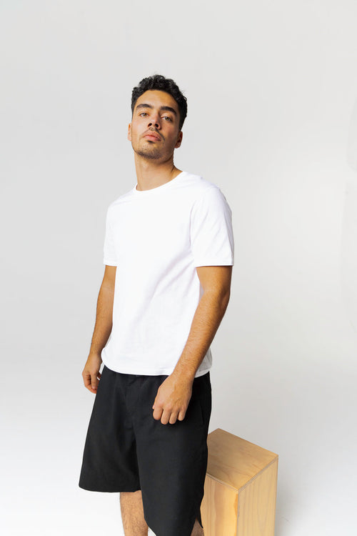 Camiseta blanca cuello redondo y manga corta de algodón Supima - MAJESTIC FILATURES