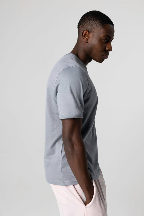 Kurzarm-T-Shirt mit Rundhalsausschnitt aus Supima-Baumwolle in Grau - MAJESTIC FILATURES