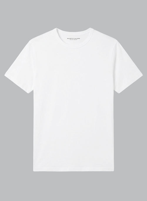 Camiseta blanca cuello redondo y manga corta de algodón Supima - MAJESTIC FILATURES