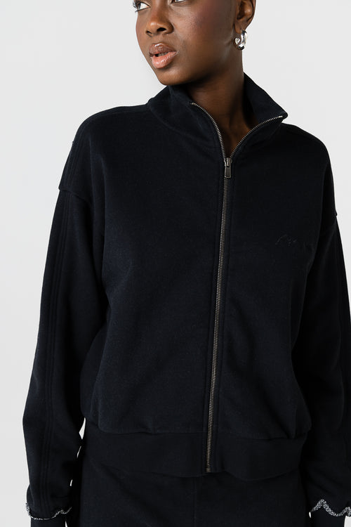 Sweatshirt mit Stehkragen und langen Ärmeln aus Bio-Baumwolle / Baumwolle in Schwarz - MAJESTIC FILATURES