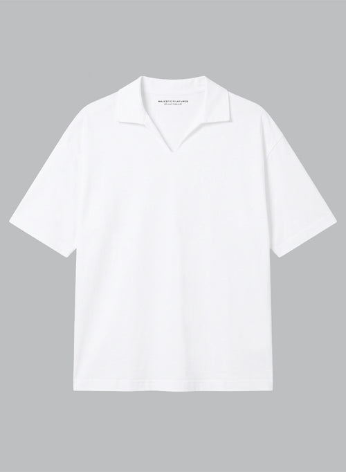 White Short-Sleeve Supima Cotton Polo - MAJESTIC FILATURES