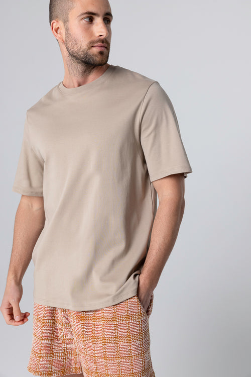 Camiseta desierto cuello redondo manga corta en algodón Supima - MAJESTIC FILATURES