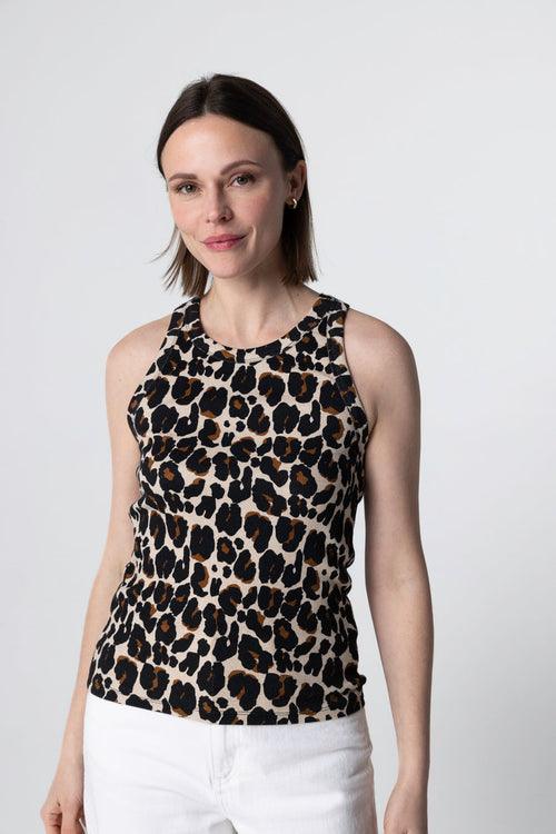 Camiseta sin mangas cuello redondo crudo jaspeado de algodón y elastano - MAJESTIC FILATURES