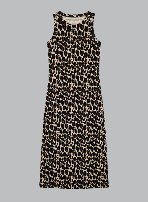 Ärmelloses Kleid mit Rundhalsausschnitt aus Baumwolle/Elasthan in Ecru meliert - MAJESTIC FILATURES