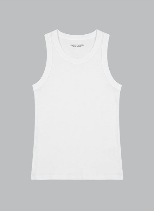 White Round-Neck Viscose / Elastane Tank Top - MAJESTIC FILATURES