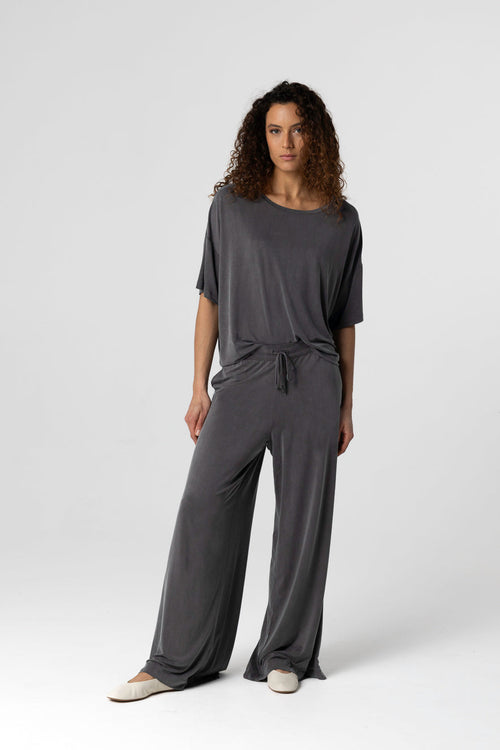 Dark Gray Pants in Cupro / Elastane - MAJESTIC FILATURES
