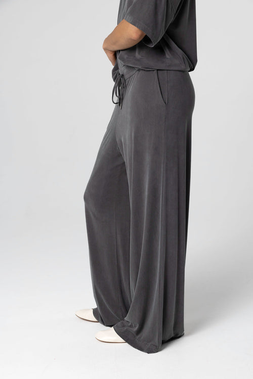 Dark Gray Pants in Cupro / Elastane - MAJESTIC FILATURES