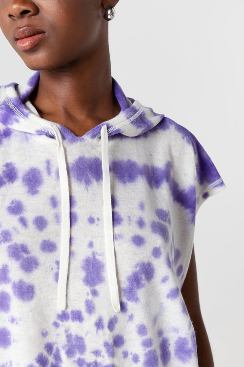 Sweat Violet Capuche Sans Manches en Cachemire - MAJESTIC FILATURES