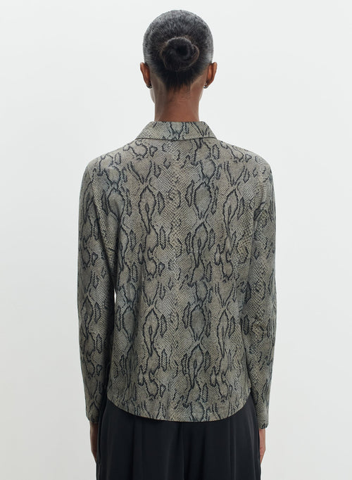 Hemd aus baumwolle und kaschmir mit schlangenprint - MAJESTIC FILATURES