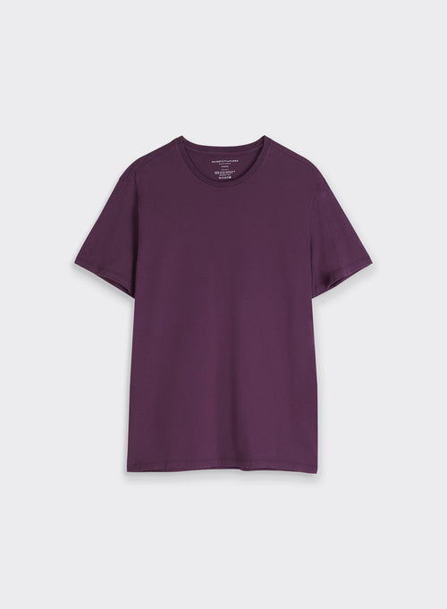 T-shirt Aubergine Col Rond Manches Courtes en Coton organique / Coton recyclé - MAJESTIC FILATURES