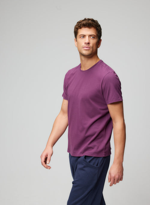 T-shirt Aubergine Col Rond Manches Courtes en Coton organique / Coton recyclé - MAJESTIC FILATURES