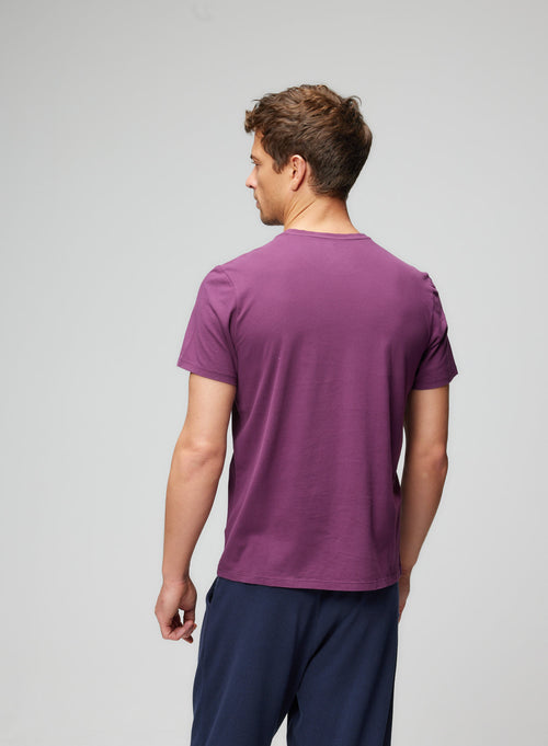 T-shirt Aubergine Col Rond Manches Courtes en Coton organique / Coton recyclé - MAJESTIC FILATURES