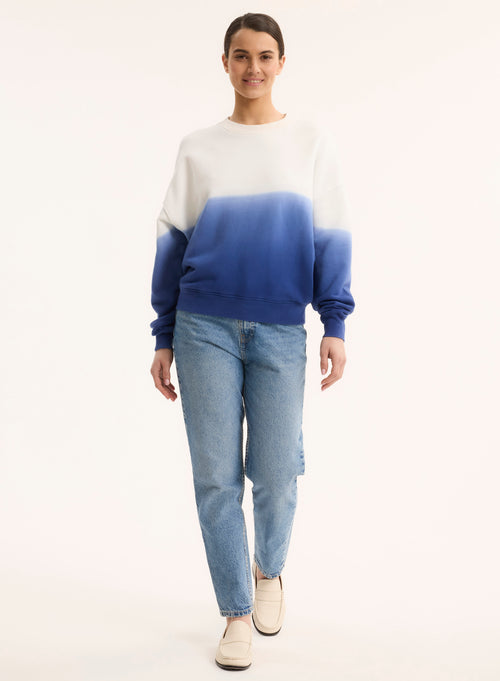 Sweat Bleu Col Rond Manches Longues en Coton organique - MAJESTIC FILATURES