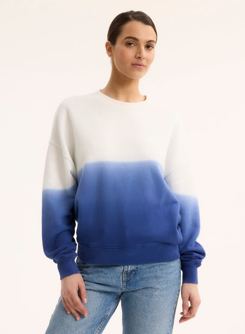 Sweat Bleu Col Rond Manches Longues en Coton organique - MAJESTIC FILATURES