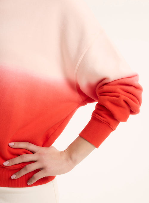 Red Long Sleeve Round Neck Sweat Top in Organic Cotton - MAJESTIC FILATURES