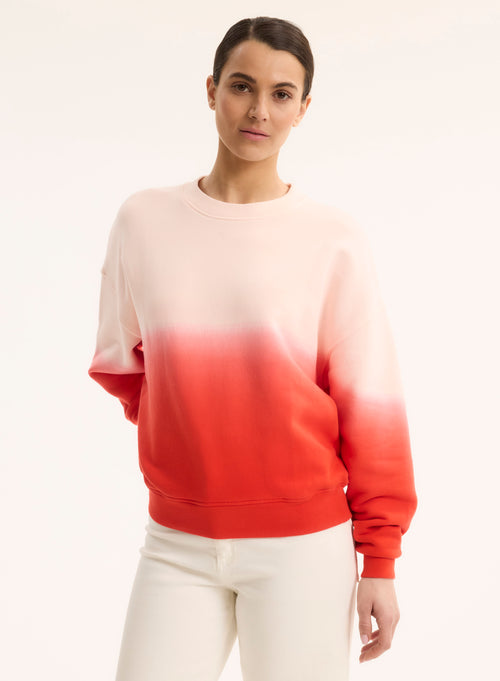 Red Long Sleeve Round Neck Sweat Top in Organic Cotton - MAJESTIC FILATURES