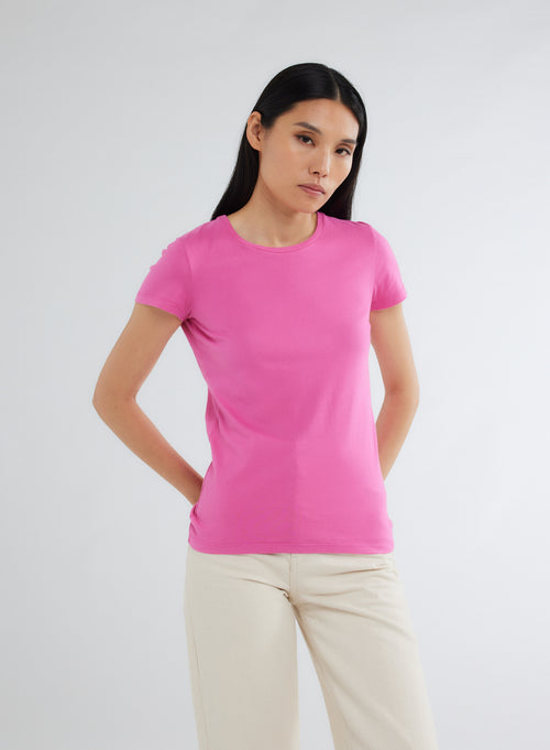 Tee shirt Rose Col Rond Manches Courtes - MAJESTIC FILATURES