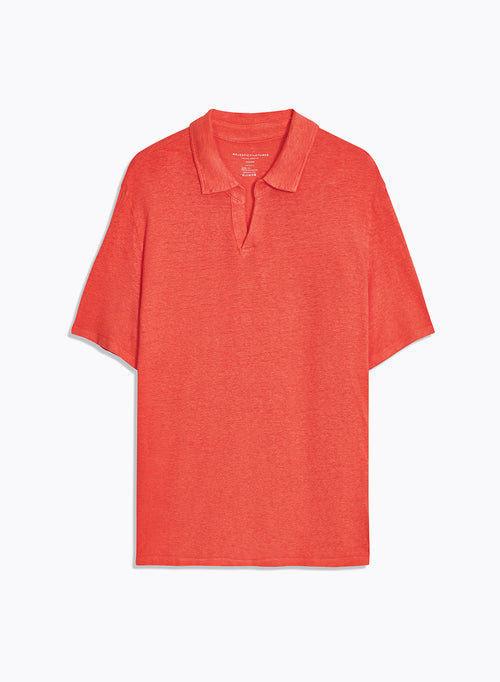 Orange T-shirt Polo Neck Short Sleeve Linen / Elastane - MAJESTIC FILATURES