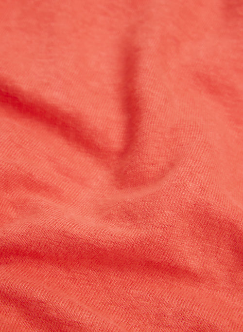 Orange T-Shirt Rundhalsausschnitt Kurzarm aus Leinen / Elastan - MAJESTIC FILATURES