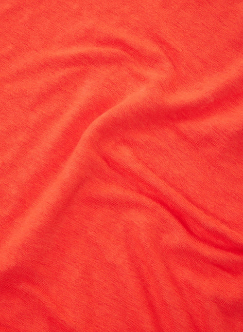 Orange Short Sleeve Round Neck Linen / Elastane T-shirt - MAJESTIC FILATURES
