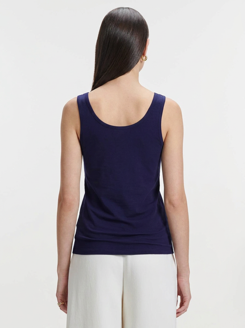 Ärmelloses Tanktop in Marineblau mit U-Ausschnitt aus Viskose / Elasthan - MAJESTIC FILATURES