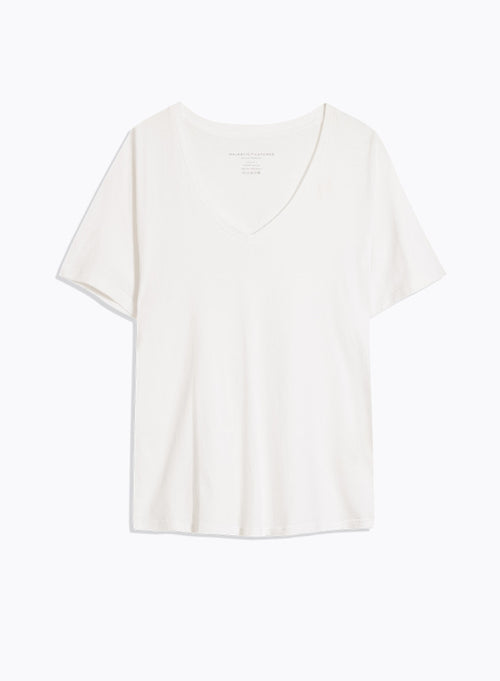 Patty Silk Touch Cotton V-neck T-shirt - MAJESTIC FILATURES